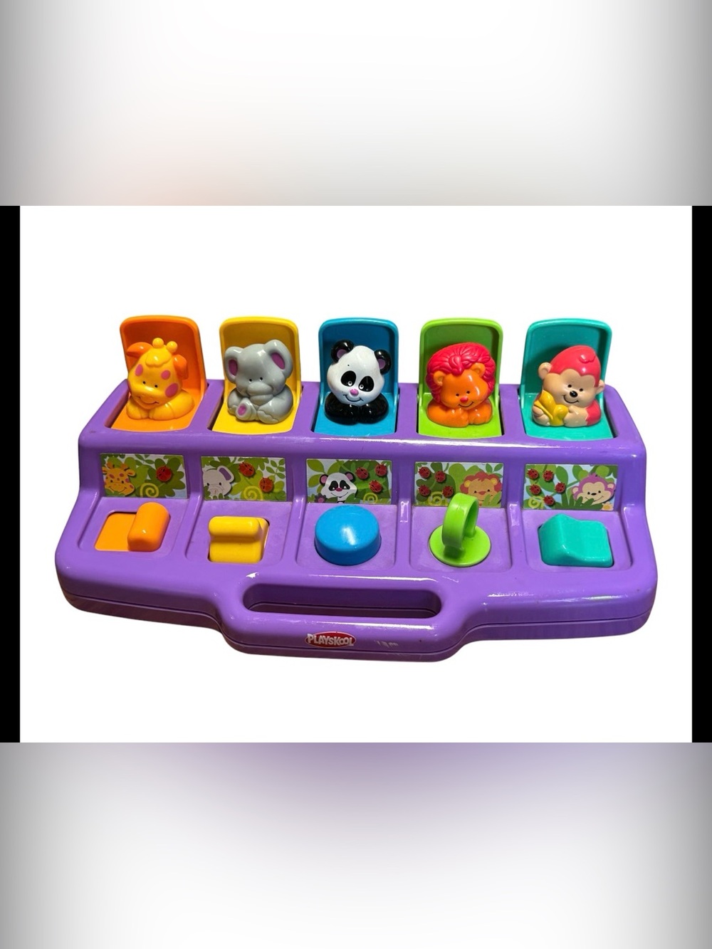 Vintage 1995 Playskool Busy Basics Poppin Pals Pop Up Jungle Animals Purple